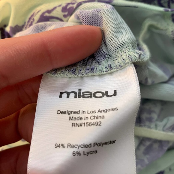 Miaou Renzo Mint Toile Midi Ruched Dress Mint Purple Womens XS - Picture 13 of 16